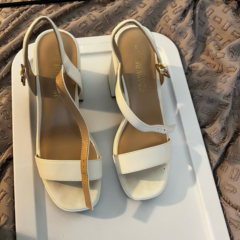Chic White Block Heel Sandals